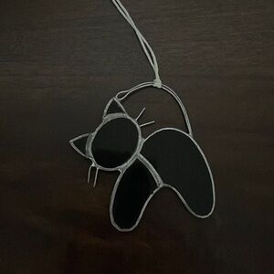 Black Cat Stained Glass Hanging Ornament Decor